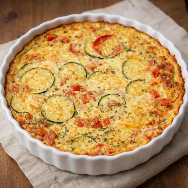 Flan de tomates, courgettes et thon au four