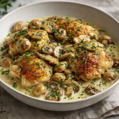 Fricassée de poulet aux champignons à la crème