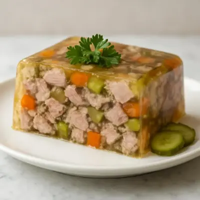 Fromage de tête de porc aux cornichons (aspic maison)