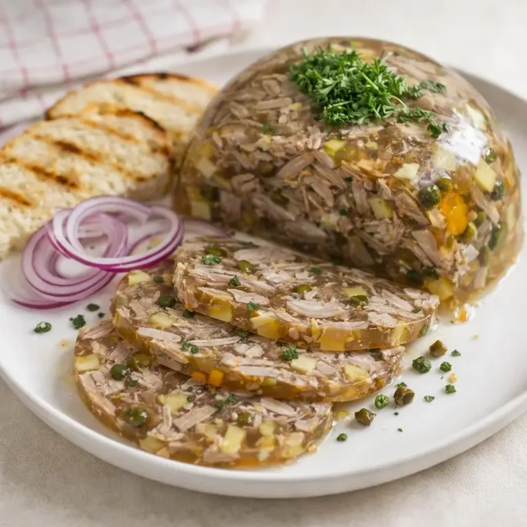 Fromage de tête de porc aux câpres et cornichons (gelée maison)