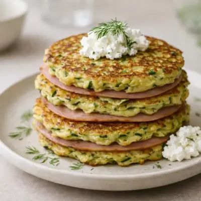 Galettes de courgettes au jambon : croustillantes et fondant