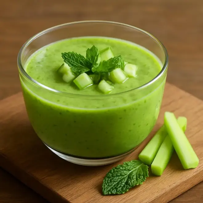 Gaspacho concombre et menthe très frais, sans cuisson