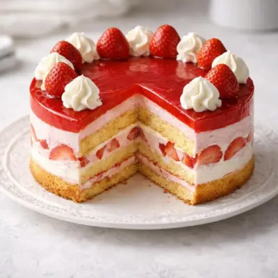 Recette gâteau aux fraises façon fraisier léger