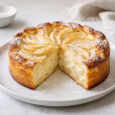Gâteau aux pommes fondant : crème vanillée au four