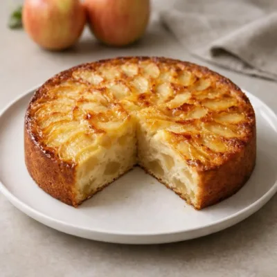 Gâteau aux pommes moelleux : tranches dorées au four