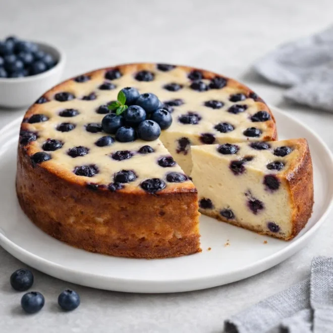 Recette cheesecake aux myrtilles au four sans croûte