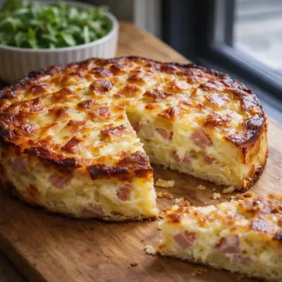 Gâteau moelleux aux pommes de terre jambon Vache Qui Rit