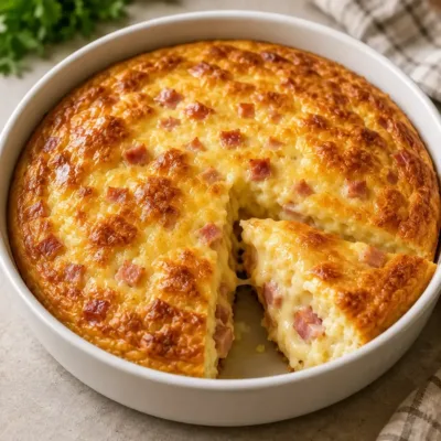 Gâteau Salé au Jambon et Fromage Délicieux