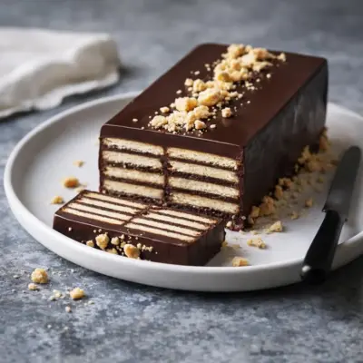Gâteau sans cuisson aux petits-beurre et chocolat (miettes croustillantes, cœur fondant)