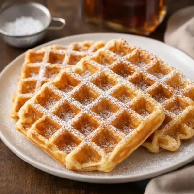 Recette de gaufres belges au sucre glace, dorées & crousti
