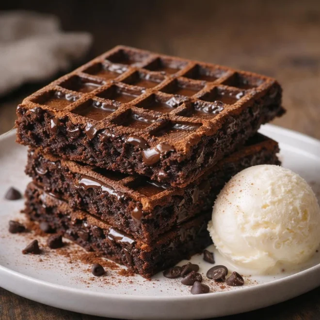 Gaufres brownie au chocolat, cœur fondant