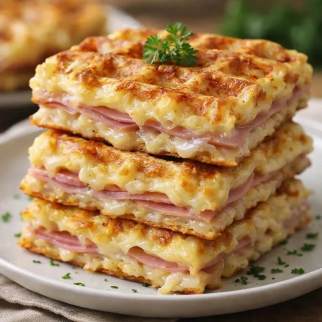 Recette gaufres salées au jambon et comté