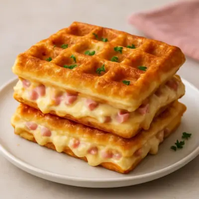 Gaufres salées jambon-fromage au four ou à la gaufreuse