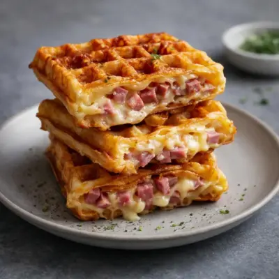 Recette gaufres salées jambon fromage crousti-fondantes