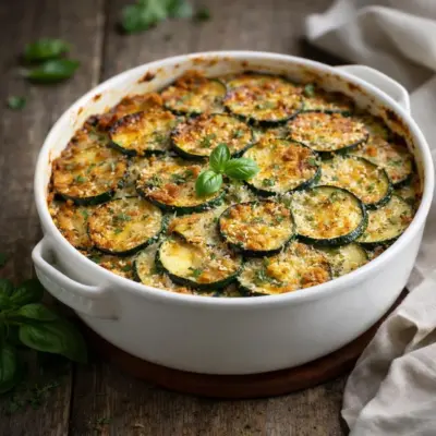 Gratin de courgettes au four champêtre au parmesan