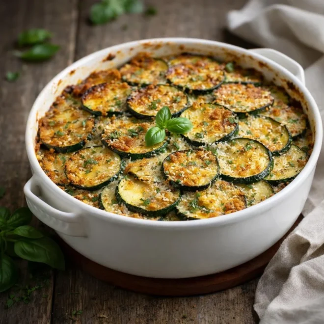 Gratin de courgettes au four champêtre au parmesan