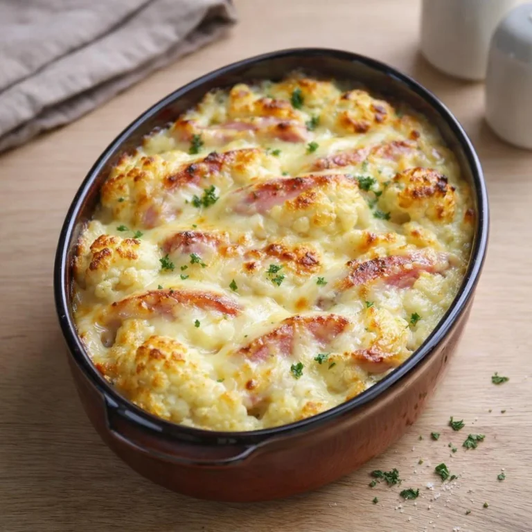 Gratin de chou-fleur au jambon : croûte dorée