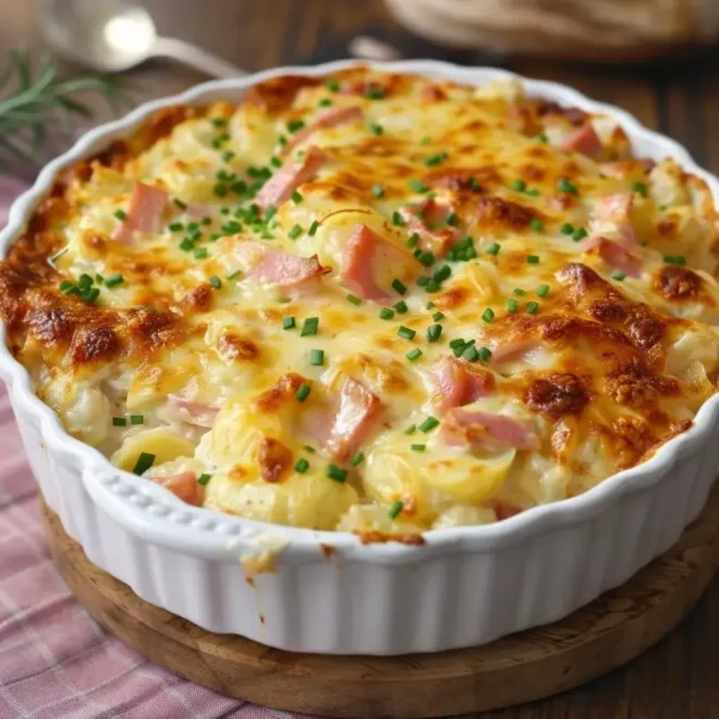 Gratin de chou-fleur pommes de terre jambon fromage