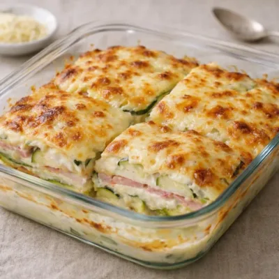 Gratin de courgettes au jambon : béchamel légère au four