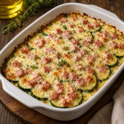 Gratin de courgettes jambon comté au poivre