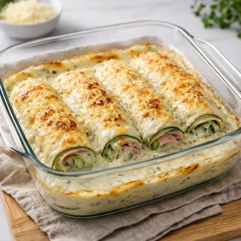 Gratin de courgettes au jambon : sauce crémeuse au four