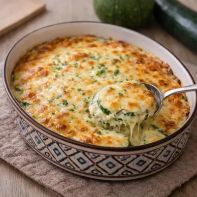 Gratin de courgettes au lait de coco, mozzarella et parmesan