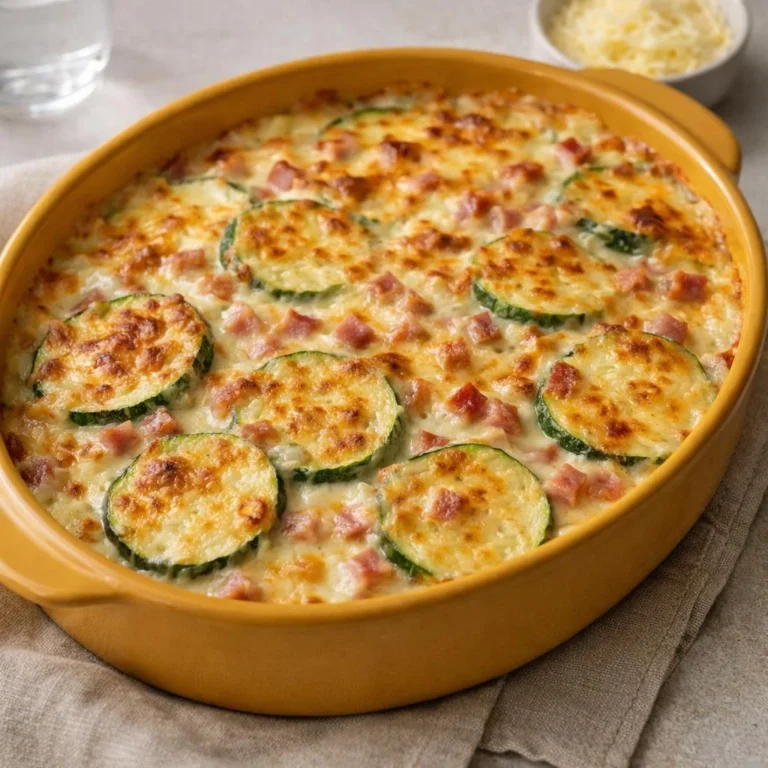 Gratin de courgettes au jambon : sauce crémeuse