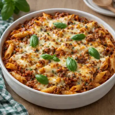 Gratin de penne à la sicilienne : aubergine & mozzarella