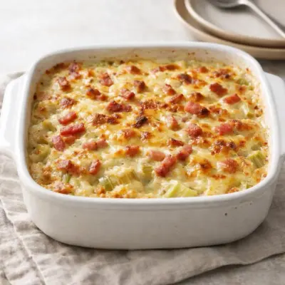 Gratin de poireaux au comté et lardons | Recette