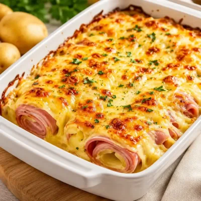Gratin de roulés au jambon et pommes de terre : la recette familiale fondante et gratinée