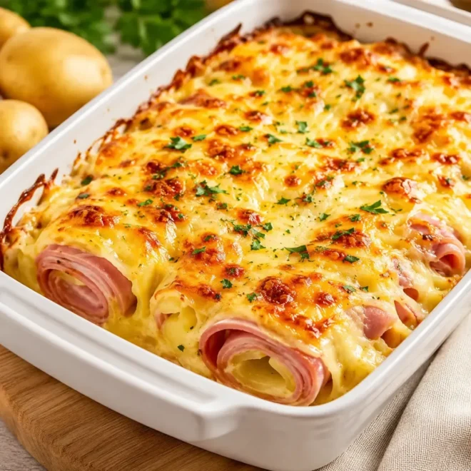 Gratin de Roulés au Jambon et Pommes de Terre
