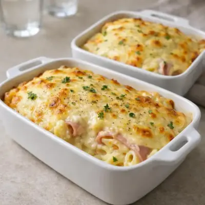 Gratin de pâtes au jambon et béchamel