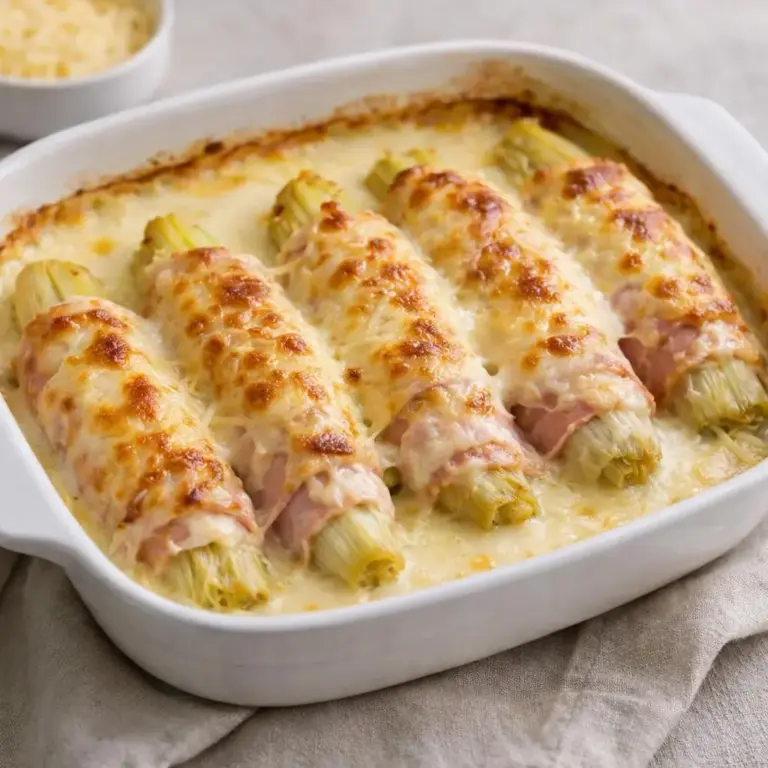 Gratin de poireaux au jambon et béchamel au fromage