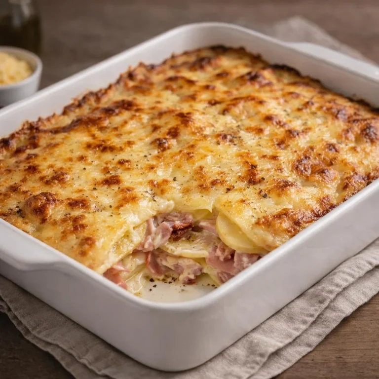 Gratin de pommes de terre au jambon : béchamel au four