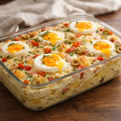 gratin de pommes de terre au four : œufs coulants