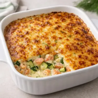 Gratin de saumon aux courgettes à la crème (aneth)