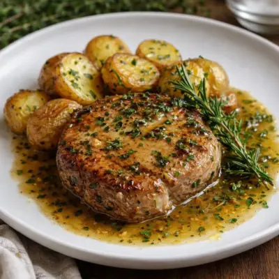 Grenadin de veau aux herbes, jus citronné