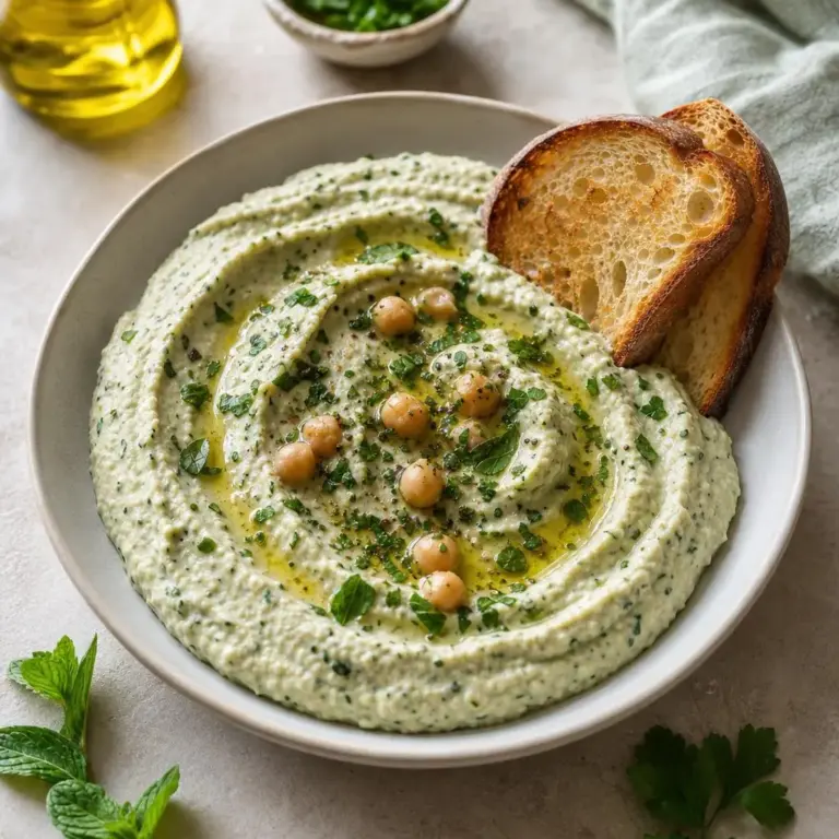 Houmous aux courgettes rôties, citron et herbes (style méditerranéen)