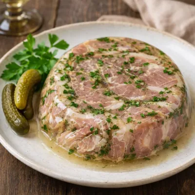 Jambonneau persillé en gelée au bouillon maison