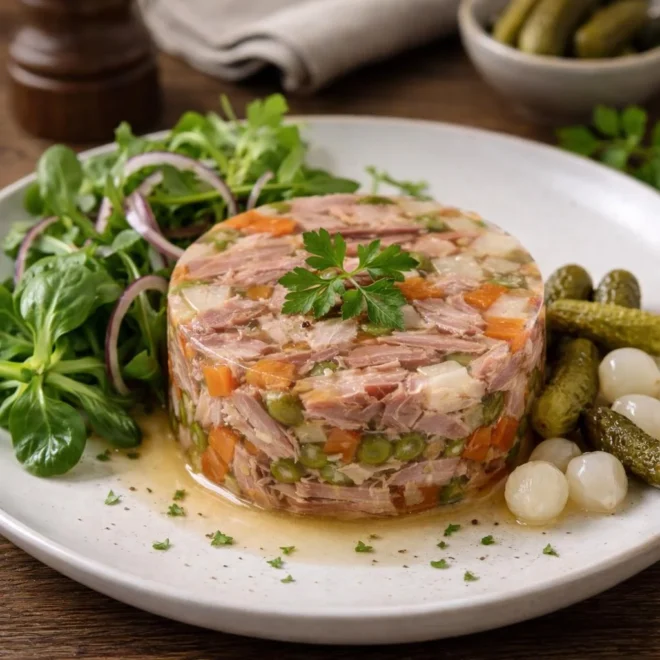 Recette de jambonneau pressé aux petits légumes