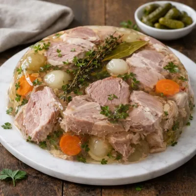 Jarret de porc froid en gelée au bouquet garni | Aspic