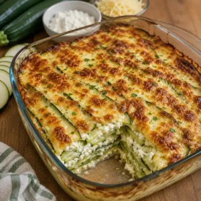Lasagnes aux courgettes, chèvre et jambon blanc, sauce au potiron