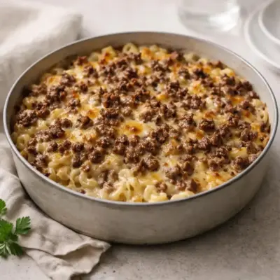 Mac and cheese au cheddar et bœuf haché gratiné