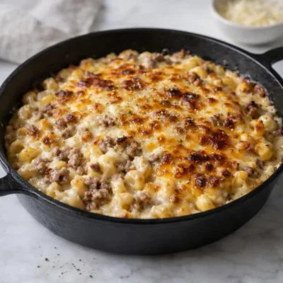 Recette macaroni au bœuf haché gratin béchamel cheddar