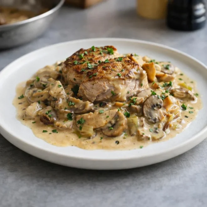 Médaillons de porc à la sauce crémeuse aux champignons