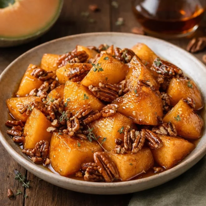 Melon caramélisé au sirop d’érable et pécan | Recette