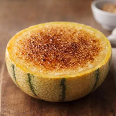 Melon façon crème brûlée cassonade : dessert frais