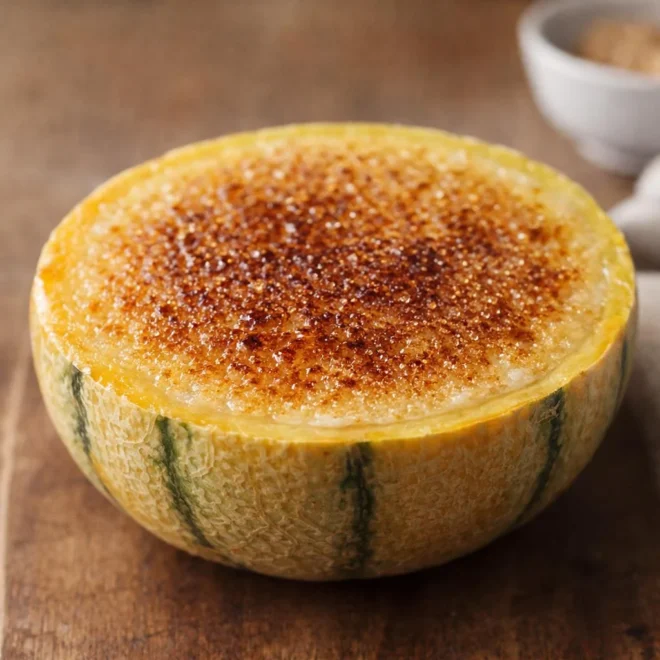 Melon façon crème brûlée cassonade : dessert frais