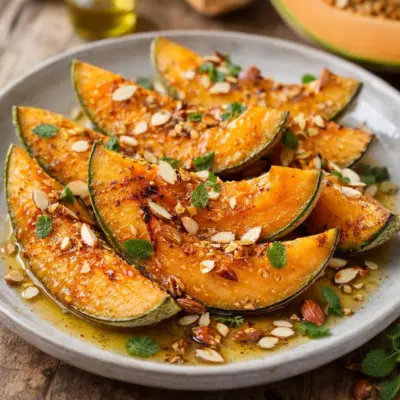 Melon rôti au miel et amandes — recette facile