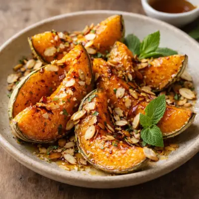 Melon rôti au miel et amandes : recette facile